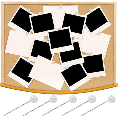50pcs Decorative Pearl Push Pins, Pearl-Head Sewing Thumb Tacks, Round Straight Pins Bouquet Pushpins for Photos Map Boards Wedding Home Accessories DIY Crafts- White