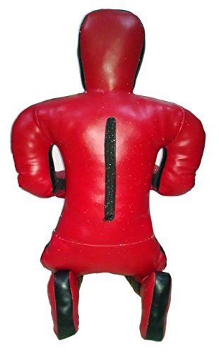 Bestzo MMA Jiu Jitsu Judo Punching Bag Dummy Sitting Position Red & Black-Unfilled - color: Synthetic Leather Red & Black, size: 59 inches (5 ft)