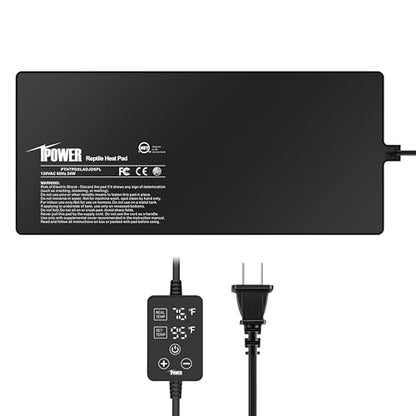 iPower 8 by 18 Inch 24W Reptile Heating Pad with Adjustable Thermostat, Under Tank Warmer Terrarium Heat Mat for Turtles/Snakes/Lizards/Frogs, and Other Reptiles - size: 8" x 18", style: Heat Pad - New