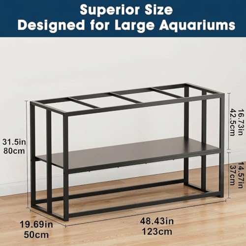 55-75 Gallon Fish Tank Stand, Aquarium & Terrarium Stand for Home Office | Dual-layer design to hold aquariums and terrariums.Overall dimension is 48.4"x19.7"x31.5" with 900LBS load capacity - color: Black, size: 55-75 Gallon