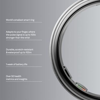 OURA Ring 5 Smart Ring - Brushed Silver - Size 7 - Fitness & Sleep Tracker - color: Brushed Silver, size: 7, style: Ring