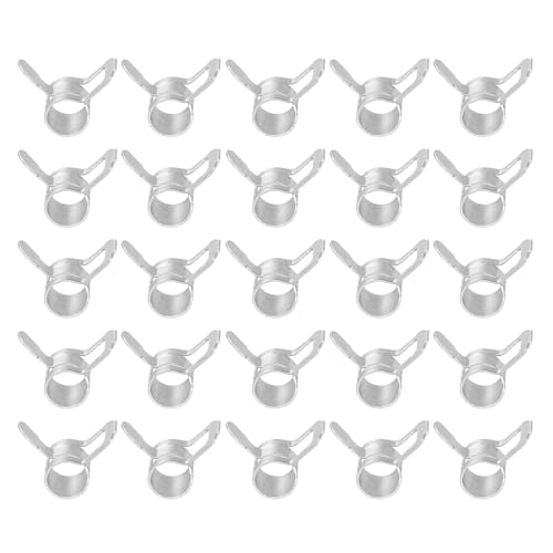 PATIKIL Spring Band Hose Pipe Clamps for 5-6mm OD Hose, 25 Pack Silicone Vacuum Constant Tension Band Clips for Fuel Line Silicone Air Hose Tube Water Pipe, Silver - color: Silver, size: 5-6mm