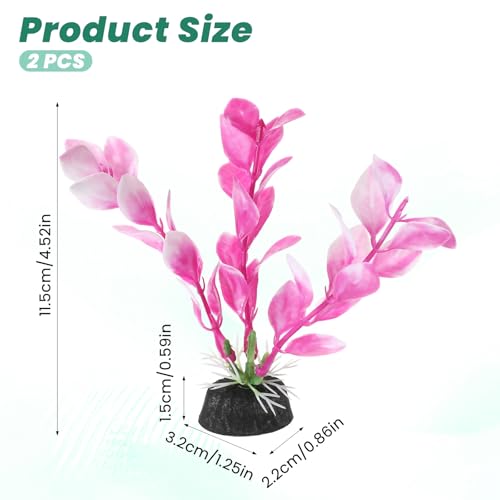 2 Pcs 4 Inch Small Aquarium Plants for Betta Fish Tank, Fish Tank Decorations Aquatic Water Grass Plastic Artificial Plant Reptiles Plants