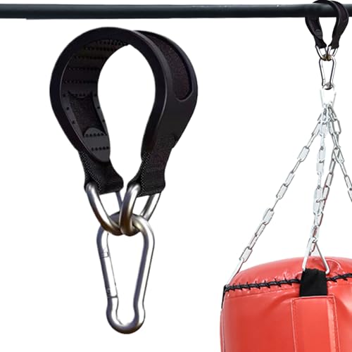 Tree Swing Hanging Strap – Hammock Mounting Belt, Strong Boxing Bag Hook | Noise Free Anti Slide Padding with Secure Build for Outdoor Indoor Fitness Use - color: Black