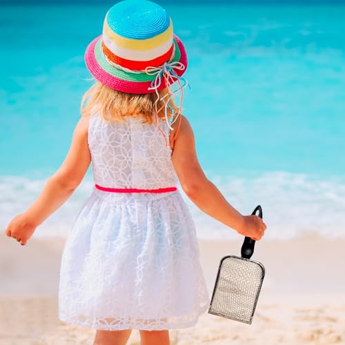 SUMERSHA Beach Mesh Shovel, Sand Sifter Shell Collecting Tools Sand Scooper for Picking Up Shells, Cat Litter Scoop, Silver