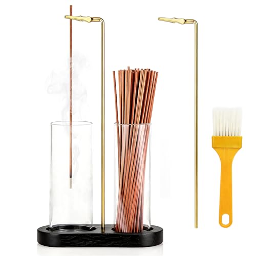 Glass Incense Holder, 2 in 1 Hanging Incense Burner Holder with Ash Catcher & Storage | Cute Boho Decor for Meditation, Yoga, Spa | Stick Incense Holder, Incense Tray Alternative Censer (Black) - color: Black