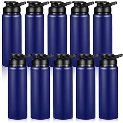 CHENGU 10 Pcs 25oz Reusable Aluminum Water Bottle Bulk Lightweight Outdoor Sports Water Bottles Easy Carry Leak Proof for Travel Gym Camping Hiking Fishing, Snap Lid (Blue) - style: Blue