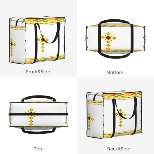 Large Grocery Bags with Zipper Closure, Polyester Foldable Shopping Bags, Heavy Duty Reusable Tote Bags - color: Ethiopian Cross