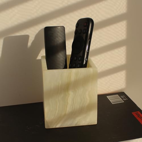 Natural Light Green Onyx Toothbrush Holders for Bathroom, Marble Makeup Brush Holder Countertop Organizer - color: Light Green Onyx