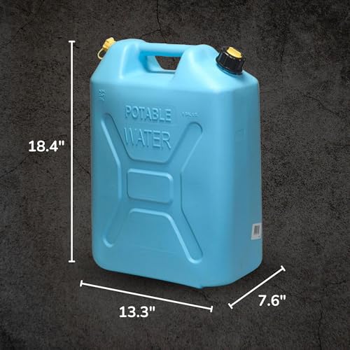 Scepter Portable Plastic Military Style Food Grade 5 Gal Water Jug Container with Reversible Spout for Camping & Emergency Storage, Blue - size: 8 Pack