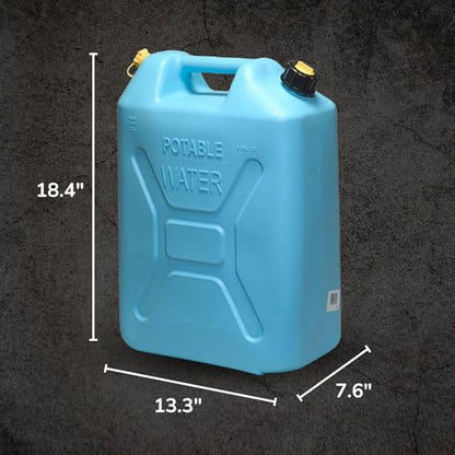 Scepter Portable Plastic Military Style Food Grade 5 Gal Water Jug Container with Reversible Spout for Camping & Emergency Storage, Blue - size: 8 Pack