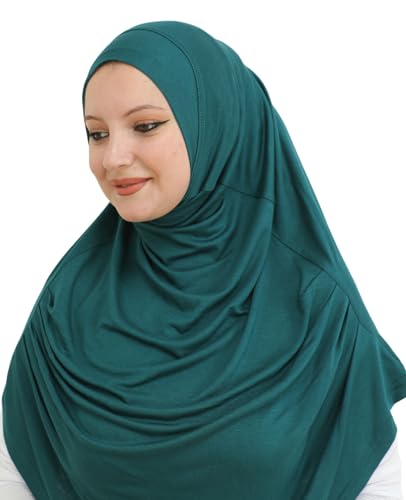 Prien Ready To Wear Hijab For Women, Instant Turban, Soft Muslim Scarf For Prayer, Long Hijabs, Islamic Clothes, Jersey Abaya - color: Emerald