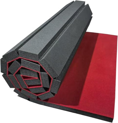 Gymnastics Tumbling Mat 1.6" Thick – Non-Slip Carpet Surface, Unfoldable Wrestling Mat for MMA, Cheerleading, Home Gym, 4'x8' Exercise Foam Mat - color: Red, size: 75.19*35.82*1.6in