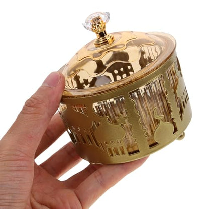 Kichvoe Middle Eastern Eid Candy Serving Tray 3.54 Inch Iron and Plastic Snack Storage Plate for Ramadan Snacks Dried Fruit and Tea Serving