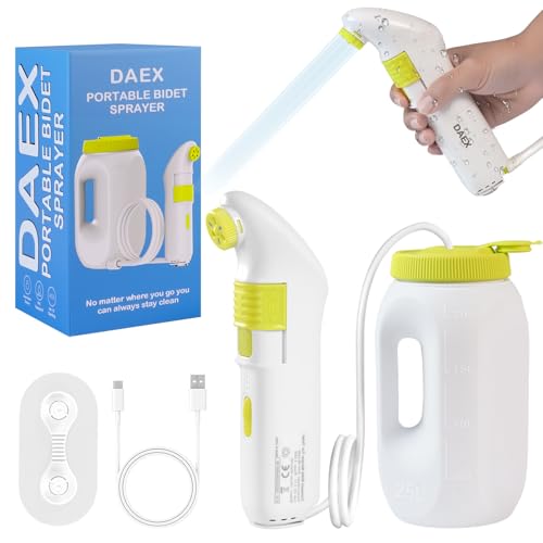 Portable Bidet for Travel – Electric High Pressure Rechargeable Bidet for Women & Men, 2.5L Bottle, 1600mAh Battery, 1300ML/min Strong Flow, Waterproof Personal Hygiene Sprayer for Travel & Home