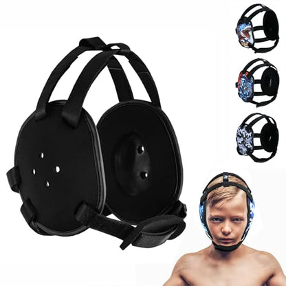 ROAR-INT Kid's Ear Guard BJJ Grappling Head Guard Adjustable Wrestling Headgear For Boys and Girls Earguard MMA Jiu Jitsu (Black) - color: Black