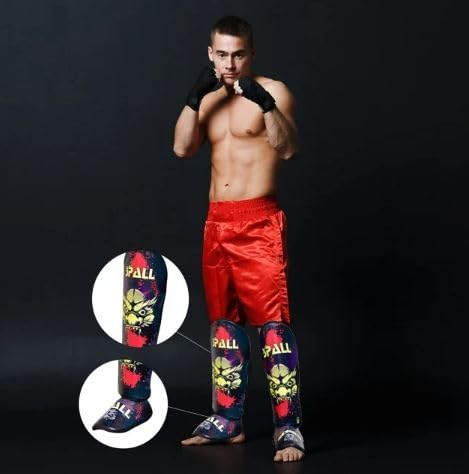 Muay Thai Guards Shin Guards for Kickboxing Martial Arts Kicking BJJ Boxing Equipment MMA Training and Sparring Leg Guard with Instep Protection Pads - color: Green, size: X-Large