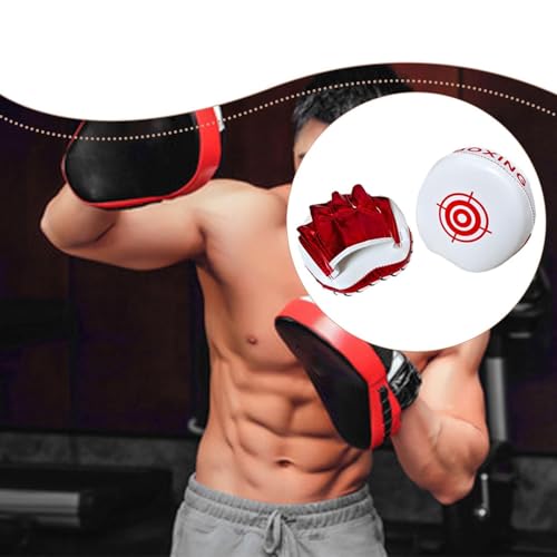 Curved Focus Punching Mitts Hand Professional 16x17x4.5cm Punch Pads PU Leather - color: Red