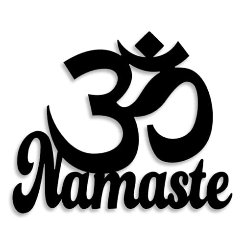 LIYOUYA Om Namaste Metal Wall Decor - Islamic Symbol Room Decor Black Wall Art Home Decor for Living Room, Bedroom, Dining Room, Office (Black)