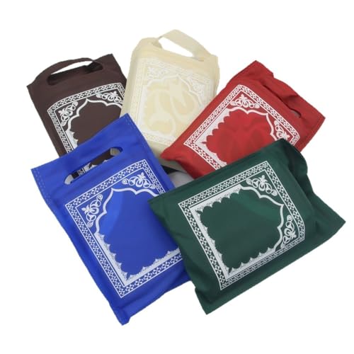 5 Pcs Prayer Mat Set, Portable Non-Woven Fabric Travel Praying Mat with Storage Bag, 42.5 x 26.8 in / 108 x 68 cm, Disposable for Home, Outdoor Travel, Business Trip