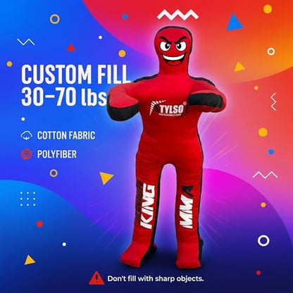 Unfilled Wrestling Dummy for Kids – Youth Grappling Dummy BJJ, MMA, Jiu Jitsu & Judo Training Partner – Durable Martial Arts Practice Buddy - color: Red, size: 3ft / 36"