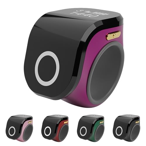 Electronic Finger Counter Clicker Ring, Digital Tally Counter with Vibration for Prayer & Dhikr, Tasbih Counting Rechargeable Row Counter Ring - color: Purple