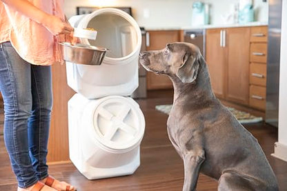Vittles Vault Traditional Pet Food Storage Container For Dog Kibbles/Bird Seed/Oatmeal/Rice/Flour/Cereal, BPA Free Plastic, Sealed Airtight For Cat Food, Up To 60 lb, Made in USA, With Scoop, Gray - size: 60 Pounds