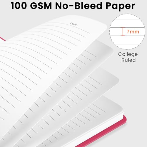 CICPAP Lined Spiral Journal Notebook, A5 College Ruled Notebook for Journaling, Note-Taking, and Daily Planning, Durable Hardcover with an Elegant Design, Rose Red - color: D-Rose Red
