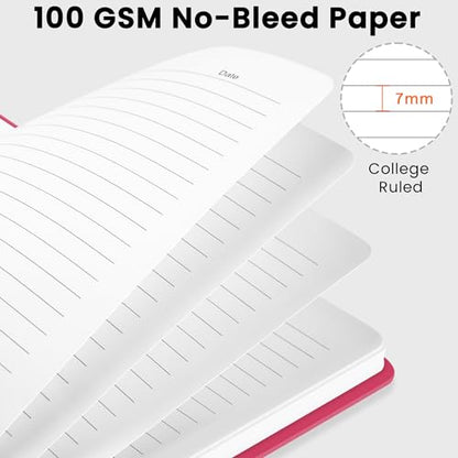 CICPAP Lined Spiral Journal Notebook, A5 College Ruled Notebook for Journaling, Note-Taking, and Daily Planning, Durable Hardcover with an Elegant Design, Rose Red - color: D-Rose Red