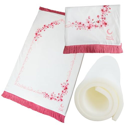 [Clearance] Padded Muslim Prayer Mat for Women - Foam Sajadah with Separate Machine Washable Cover - Thick, Soft & Portable Rug - Knee Comfort - 27 x 7 x 0.6 in - Easy to Clean