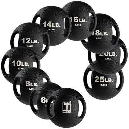 Body-Solid Exercise Medicine Balls, Heavy-Duty Non Slip Rubber Grip with Dual Handles Medicine Ball for Weights Training, Weightlifting & Core Workouts - size: 25 lb