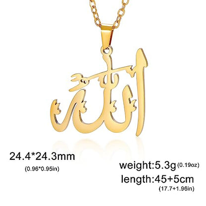 Islamic Allah Allah Necklace Allah Pendant Islamic Word Symbol Middle East Crescent Allah Muslim Religion Jewelry Gift Woman - color: gold