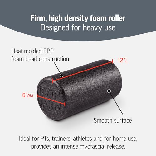 OPTP AXIS Firm Foam Roller, High Density Foam Roller for Physical Therapy, Yoga, Pilates, Fitness Exercise and Sports Training (Black, 12" X 6" Round) - color: Black - 12" X 6" Round