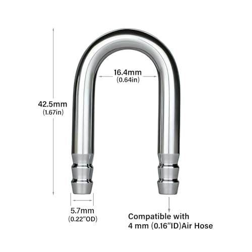LINLAN 4-Piece Aquarium 304 Stainless Steel U-Tube Connector，Anti-Kink Design, Compatible with 5/16 inch (4mm) ID Air Hose, Air Pump and CO2 Diffuser Accessory for Rimless Aquariums - size: 4Pcs-304 SS