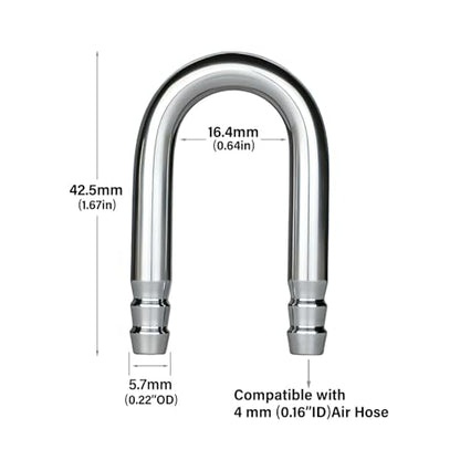 LINLAN 4-Piece Aquarium 304 Stainless Steel U-Tube Connector，Anti-Kink Design, Compatible with 5/16 inch (4mm) ID Air Hose, Air Pump and CO2 Diffuser Accessory for Rimless Aquariums - size: 4Pcs-304 SS