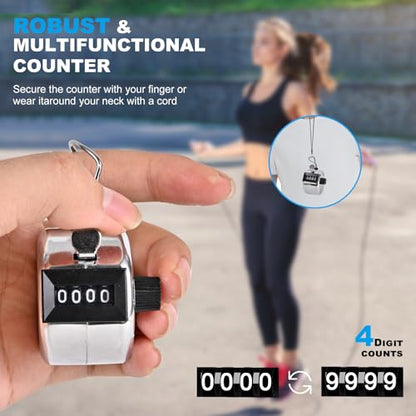 Clicker Counter, Metal Budget Hand Tally Counter, 4-Digit Pitch Mechanical Handheld Pitch Clicker Palm Counter for Row, Lap, Counting, Knitting - color: 4pack silver