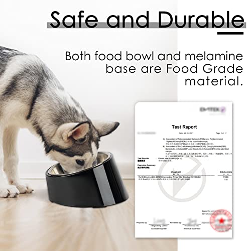 SUPERDESIGN Anti-Vomiting 15° Slanted Pet Bowl, M/1 Cup, Black | 15° Tilted, Anti-Vomit & Neck Relief, Non-Slip Base, Detachable Stainless Steel Liner, Dishwasher Safe, for Cats & Dogs - color: Dark Black, size: M/1 Cup