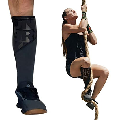 Unbrokenshop.com UNBROKENSHOP Shin Sleeves Pro Black 7mm Neoprene, Weightlifting, Deadlift, Rope Climb, Box Jumps for Men and Women, Single - size: Small-Medium