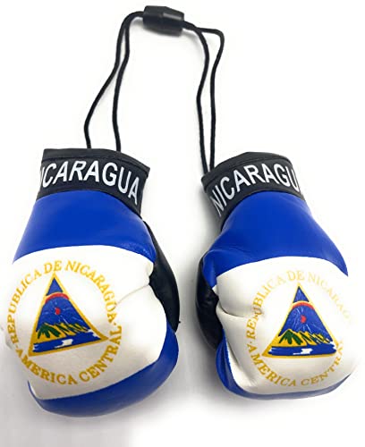 Hanging Car Mirror Mini Boxing Gloves (Nicaragua) - color: Nicaragua