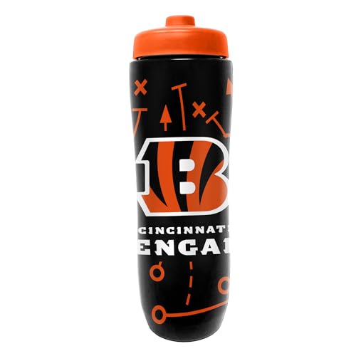 Party Animal NFL Football Squeeze Bottle, 32 oz BPA-Free Sports Water Bottle with Quick Flow for Kids & Adults, Cincinnati Bengals - color: Cincinnati Bengals
