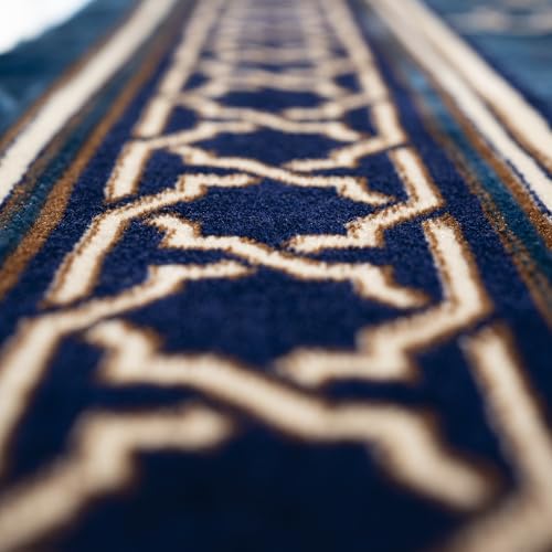Modefa Turkish Islamic Prayer Rug - Multi Person Janamaz Sajada for Family - Large Gathering & Group Praying Carpet - Wide Velvet Praying Mat (5 Person Blue) - color: Blue