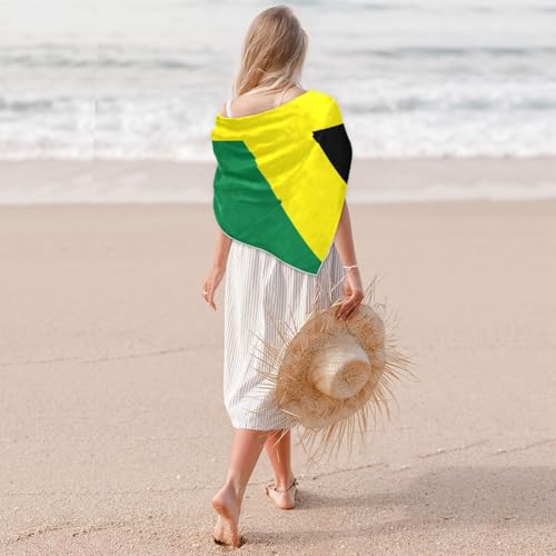 Bandana Square Head Scarf for Women Satin Hair Wrap Fashion Headband 27" - color: Jamaica Flag