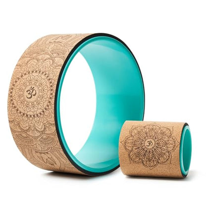 Cork Roller, Yoga Wheel, Upgraded Back Wheels for Pain Relief & Stretching | Strongest Back Roller for Deep Tissue Massage, Improving Yoga Poses Backbend - style: CORK