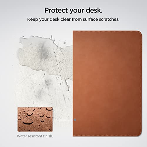 Spigen PU Leather Desk Pad, 35.4"x15.7" | Waterproof Desk Blotter Protector Computer Desktop Rubberized Base Easy Gliding Surface - Brown - color: Brown (Standard)