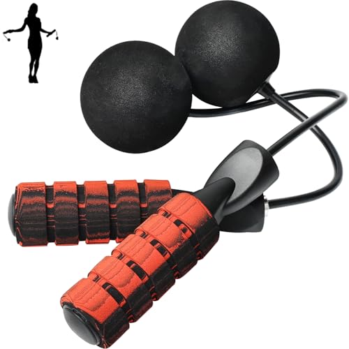 Cordless Jump Rope for Fitness with Indoor Jumping Rope Weighted Ropeless Skipping Jump Rope for Men Women Kids High-Speed Rope Skipping for Narrow Space Fit Weight Loss and General Workouts - color: Red
