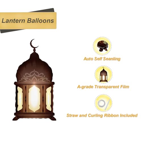 5pcs Brown Aluminum Foil Lantern Balloons for Ramadan Eid Mubarak Party Decorations