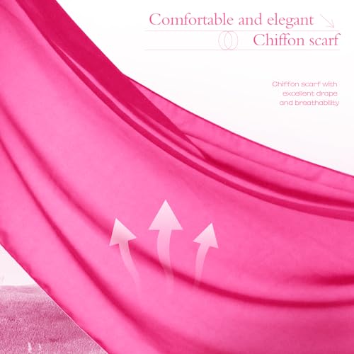 Chiffon Scarf,Soft Breathable Chiffon Shawls and Wraps,Silky Women's Hijab for Evening Dresses Wedding Bridal Scarves - color: Hot Pink, size: 67 x 28 inches