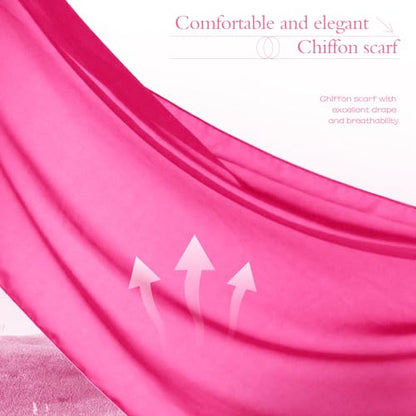 Chiffon Scarf,Soft Breathable Chiffon Shawls and Wraps,Silky Women's Hijab for Evening Dresses Wedding Bridal Scarves - color: Hot Pink, size: 67 x 28 inches