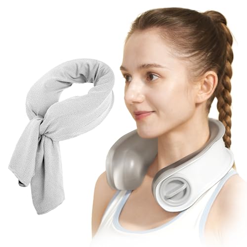 samply Reusable Ice Packs for Neck and Shoulder, Cold Compress, Relief of Pain, Swelling, Sprains, Office Pressure, Wearable Neck Cooler Towels of Cooling Wraps for Hot Weather,Dove Gray - color: Dove Gray