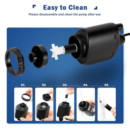 AQQA Electric Aquarium Vacuum Gravel Cleaner, 6 in 1 Fish Tank Vacuum | Automatic Cleaning Tools Kit Water Changer, Multifunction Wash Sand Filter Water Circulation 20W 320GPH 110V